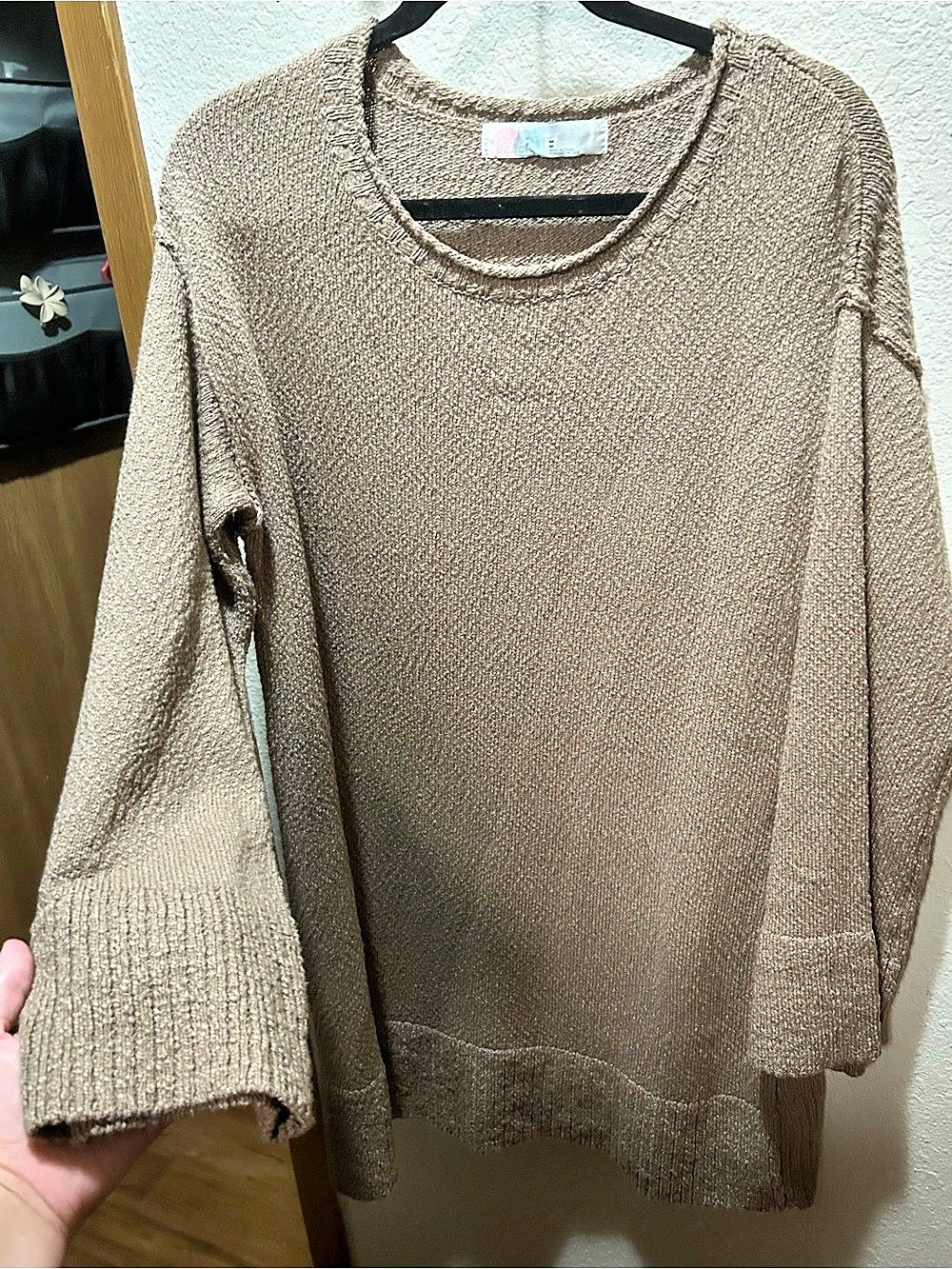 Free People Knit Sweater Dress Light Brown Medium